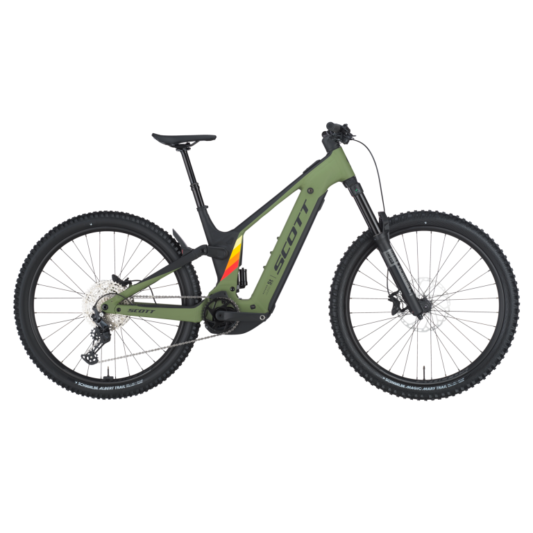 Scott Patron ST 910 2025, VTT électrique d’enduro aluminium vert, vue de profil