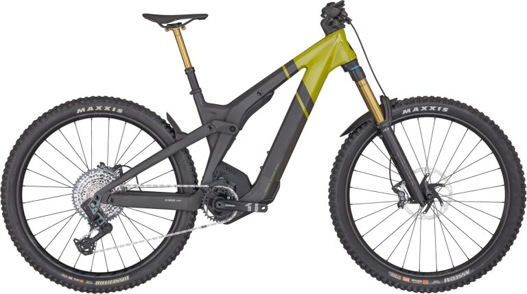 Scott Patron ST eRIDE 900 Tuned 2024, VTT électrique d’enduro carbone vert, vue de profil
