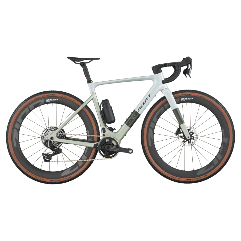 Scott Solace Gravel 10 2026, gravel électrique carbone à roues Zipp, vue de profil