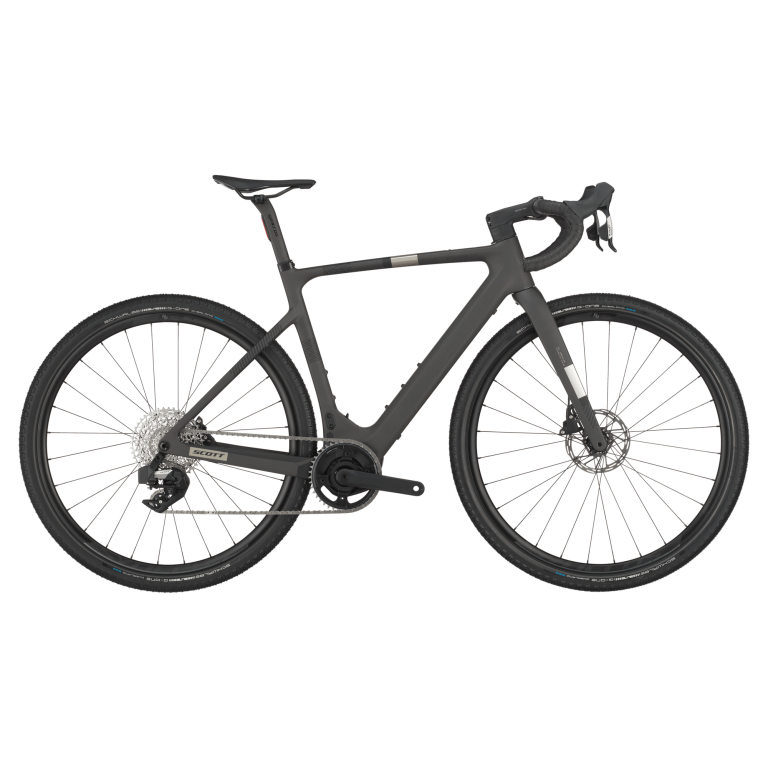 Scott Solace Gravel 30 2025, gravel électrique carbone noir, vue de profil