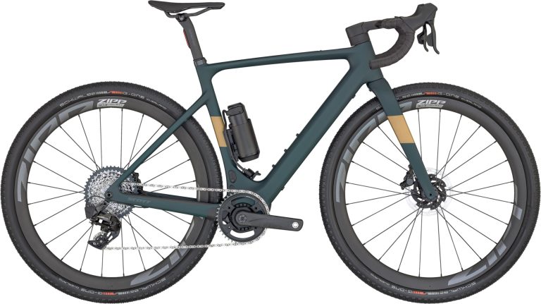 Scott Solace Gravel eRIDE 10 2024, gravel électrique carbone vert, vue de profil