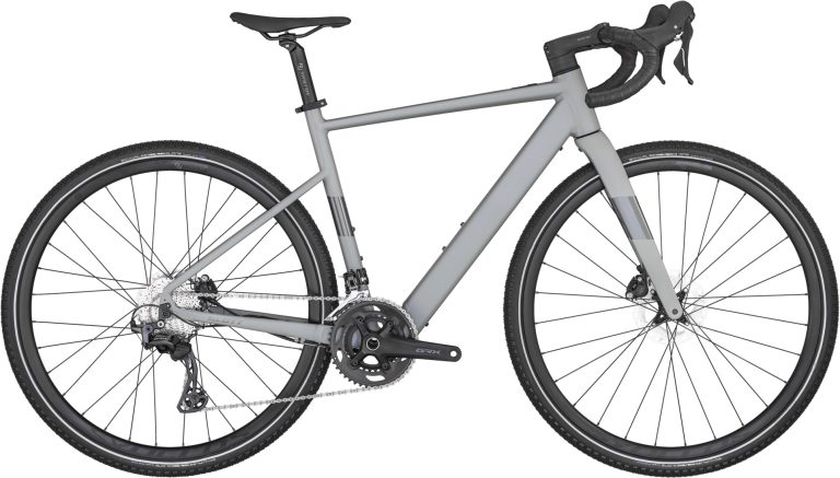 Scott Speedster Gravel eRIDE 40 2024, gravel électrique aluminium gris, vue de profil