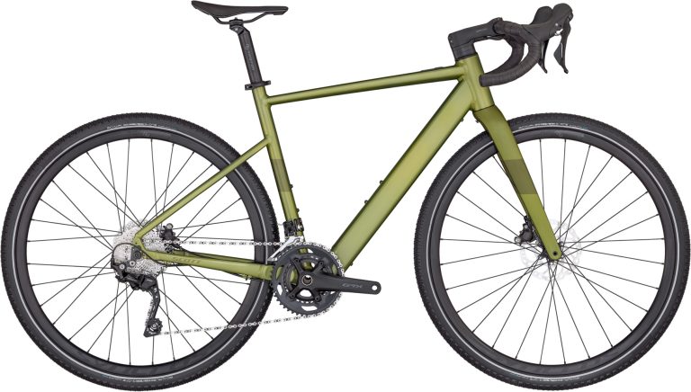 Scott Speedster Gravel eRIDE 50 2024, gravel électrique aluminium vert, vue de profil