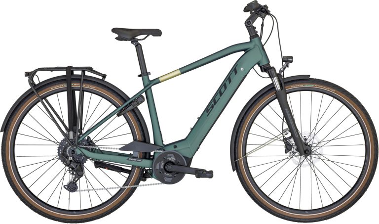 Scott Sub Active eRIDE Men 2024, vélo de trekking électrique vert malachite, vue de profil