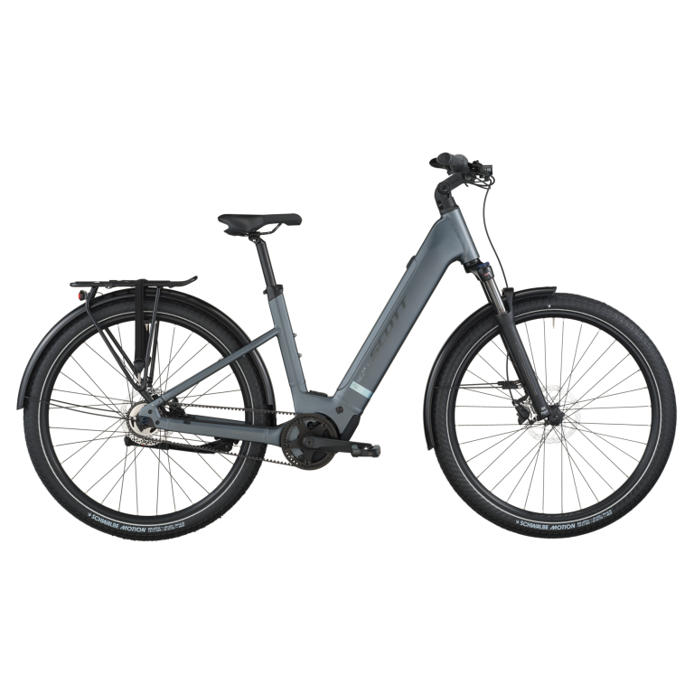 Scott Sub Tour 20 2026, vélo de ville électrique à cadre Wave et courroie Gates, vue de profil
