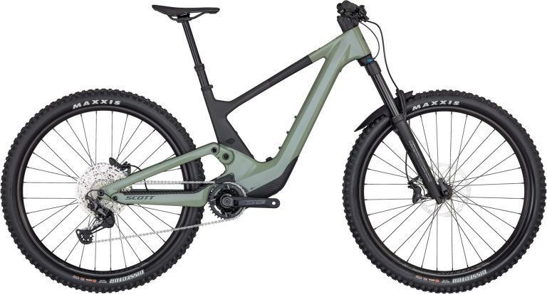 Scott Voltage eRIDE 910 2024, VTT enduro électrique carbone à suspension intégrée, vue de profil