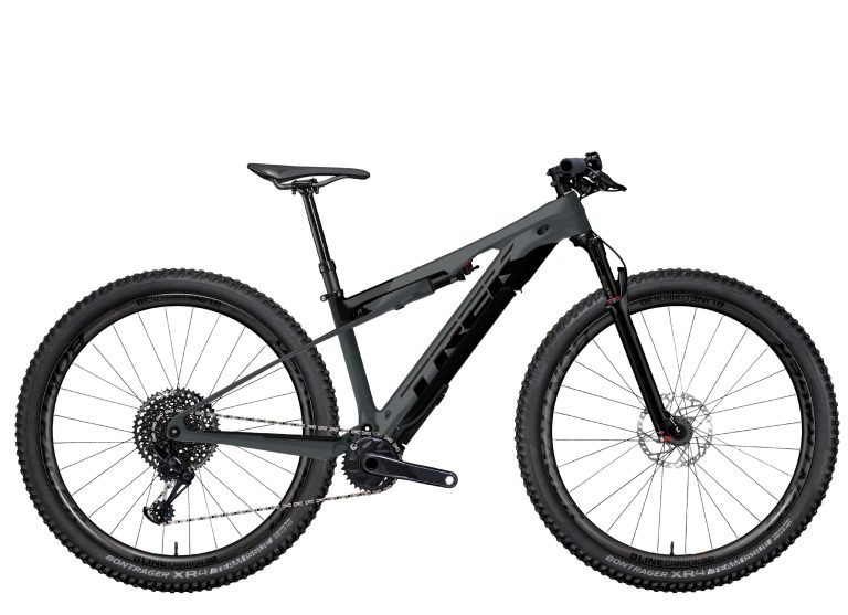 Trek E-Caliber 9.6 2021, VTT de cross-country électrique à cadre carbone, vue de profil