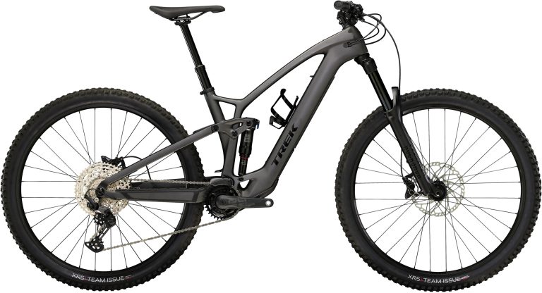 Trek Fuel EXe 9.5 Deore 2023, VTT électrique tout-suspendu carbone, vue de profil
