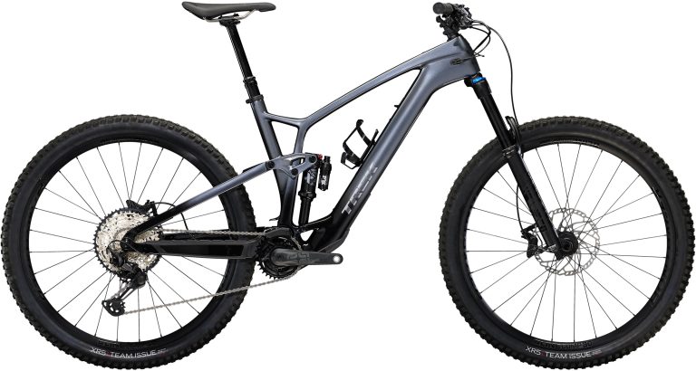 Trek Fuel EXe 9.7 SLX/XT 2023, VTT électrique tout-suspendu carbone, vue de profil