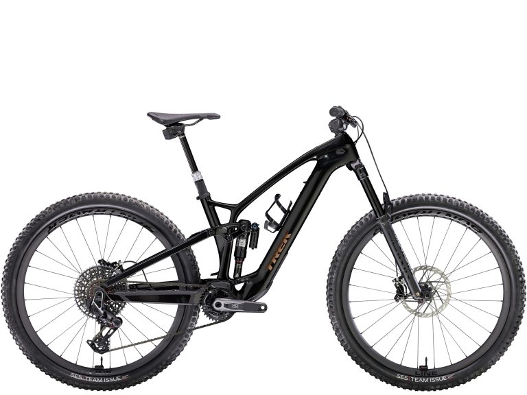 Trek Fuel EXe 9.9 X0 AXS 2024, VTT tout-suspendu à assistance électrique en carbone, vue de profil