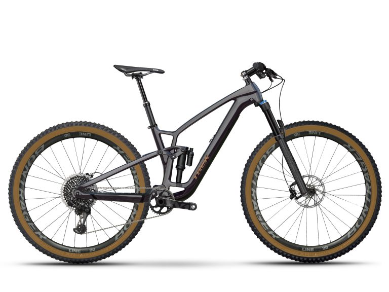 Trek Fuel EXe 9.9 X0 AXS T-Type 2025, VTT électrique tout-suspendu carbone, vue de profil