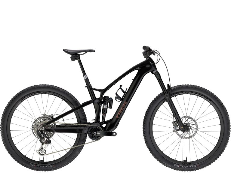 Trek Fuel EXe 9.9 XX AXS T-Type (2024), VTT tout-suspendu carbone à assistance, vue de profil