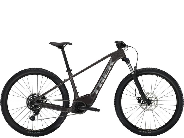 Trek Marlin+ 6 2024, VTT électrique semi-rigide à moteur Bosch et cadre aluminium, vue de profil