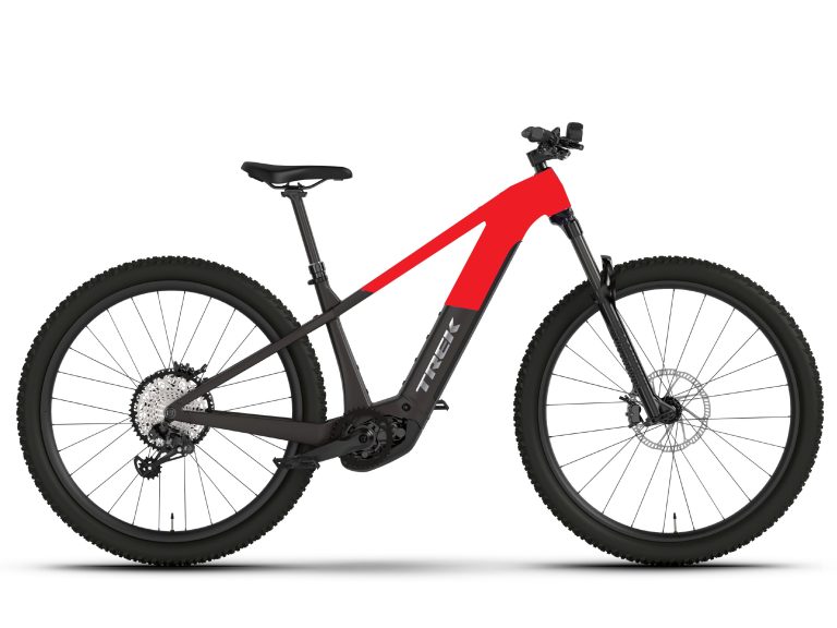 Trek Powerfly+ 4 Equipped 2025, VTT électrique semi-rigide équipé à moteur Bosch, vue de profil