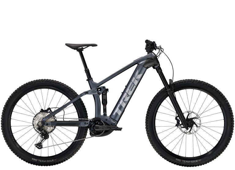 Trek Rail 9.7 SLX/XT 2024, VTT électrique tout suspendu à cadre carbone, vue de profil