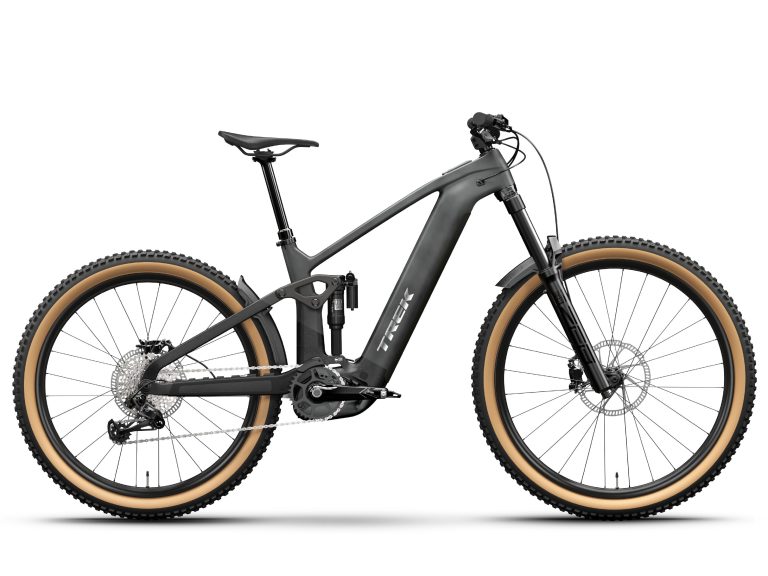 Trek Rail+ 9.9 XO AXS 2025, VTT électrique tout-suspendu carbone, vue de profil