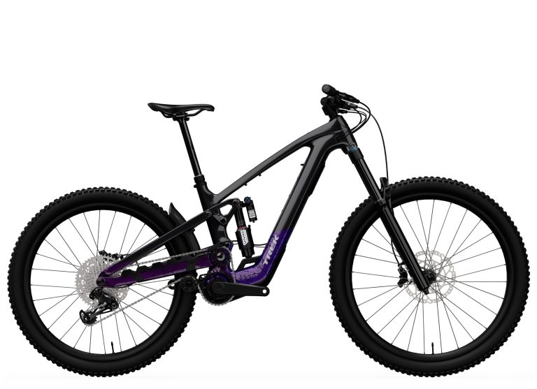 Trek Slash+ 9.9 2026, VTT enduro électrique à cadre carbone et fourche ZEB, vue de profil
