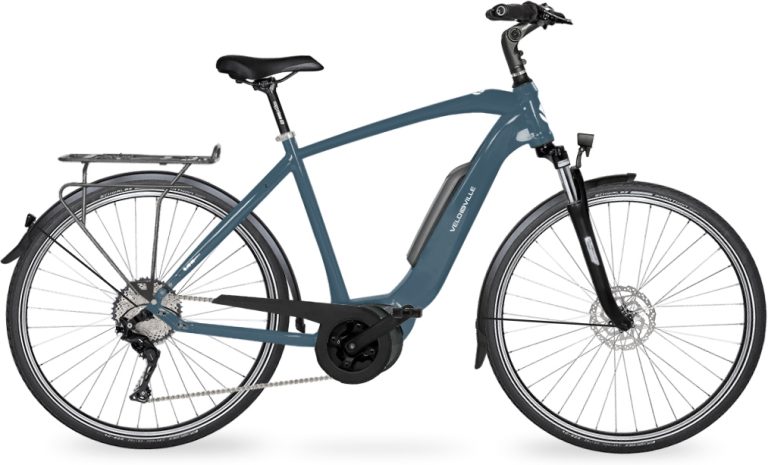 Velo de Ville AEB 800 CLASSIC 2024, vélo de ville électrique à cadre Diamant bleu, vue de profil