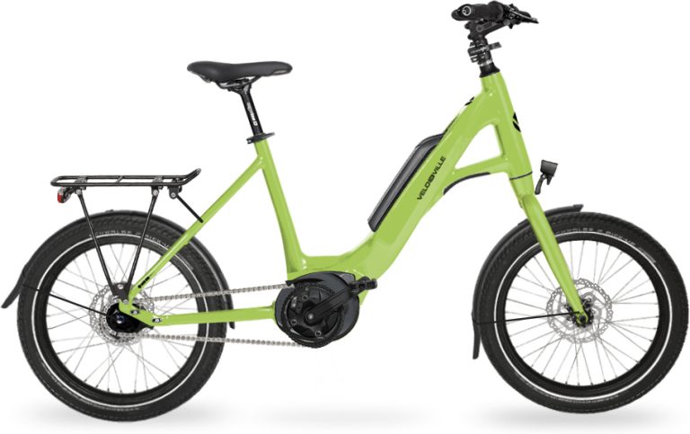 Velo de Ville KEB 400 CLASSIC 2024, vélo compact électrique vert anis en 20 pouces, vue de profil