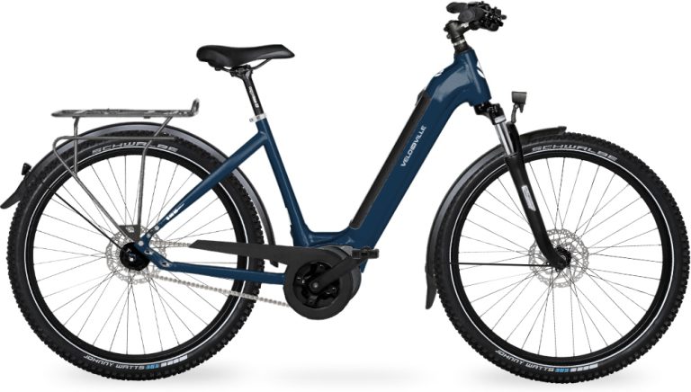 Velo de Ville SEB 290 PURE 2024, vélo de trekking électrique à cadre Wave, vue de profil