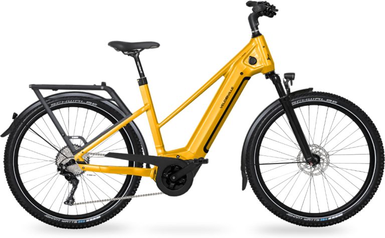 Velo de Ville SEB 490 PRO 2024, vélo de trekking électrique à cadre Trapèze, vue de profil