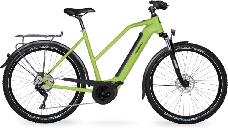 Velo de Ville SEB 490 PURE 2024, vélo de trekking électrique à cadre Trapèze, vue de profil