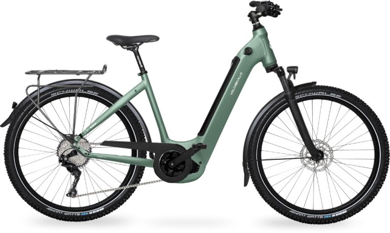 Velo de Ville SEB 990 RANGE 2024, vélo de trekking électrique à cadre Wave, vue de profil