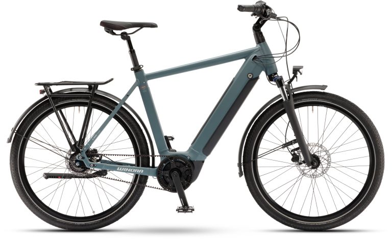 Winora Sinus R8Ef 2023 coloris bleu mat, vélo de trekking électrique à cadre haut