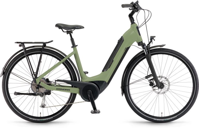 Winora Tria X9 Low peppermint 2025, vélo électrique de trekking à cadre bas, vue de profil