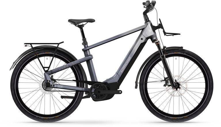 Winora Yakun R5 Pro High 2025 haze grey, vélo de trekking électrique à cadre haut, vue de profil
