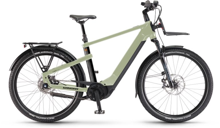 Winora Yakun R5 Pro Unisex 2024, vélo de trekking électrique à cadre haut, vue de profil