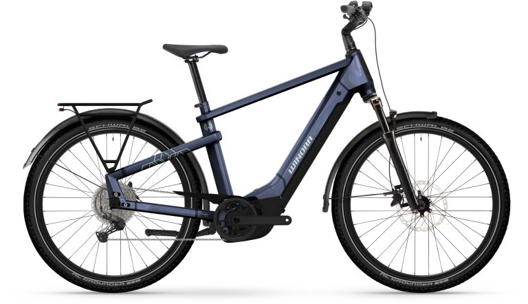 Winora Yakun X10E High 2025 night purple, vélo de trekking électrique, vue de profil