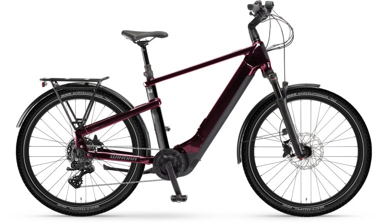 Winora Yakun X10E Unisex 2024, vélo de trekking électrique à cadre haut, vue de profil