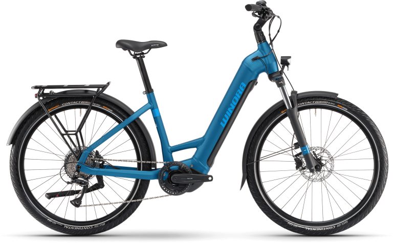 Winora Yucatan X8 2024 bleu foncé mat, vélo de ville électrique à cadre bas
