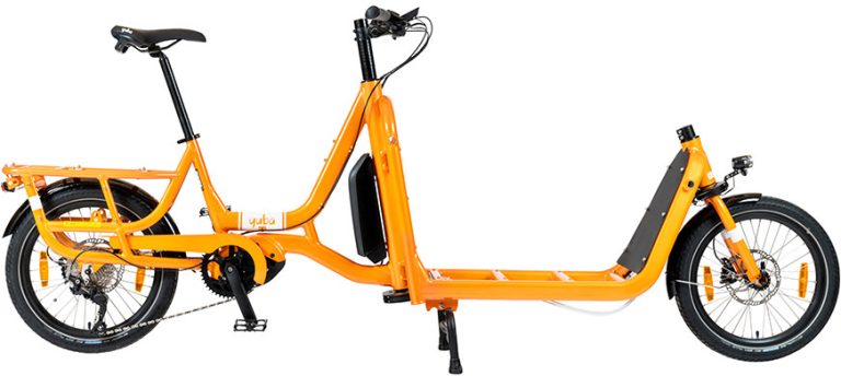 Yuba Supercargo CL orange, vélo cargo électrique à assistance Bosch, vue de profil