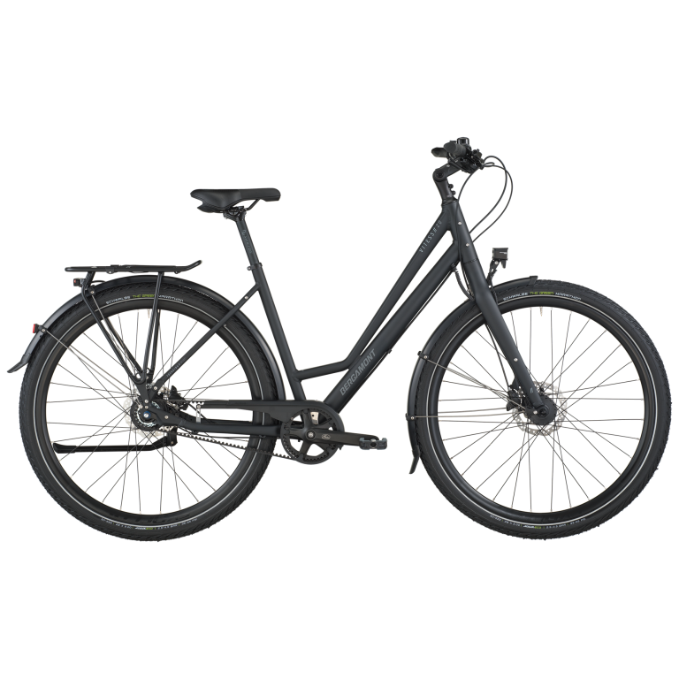 Bergamont Vitess 20 rigid Amsterdam 2026, vélo urbain à courroie et cintre relevé, vue de profil