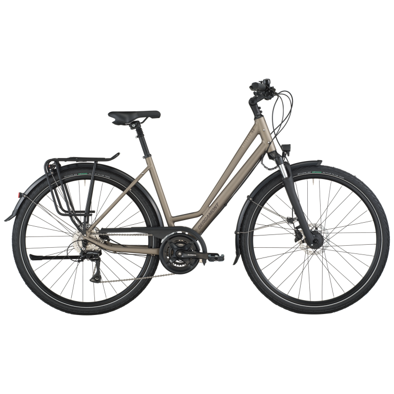 Bergamont Vitess 50 Amsterdam 2026, vélo de ville aluminium coloris warm silver, vue de profil