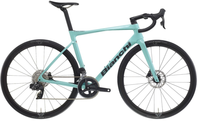 Bianchi Specialissima COMP Ultegra Di2, vélo de route carbone à cockpit intégré, vue de profil