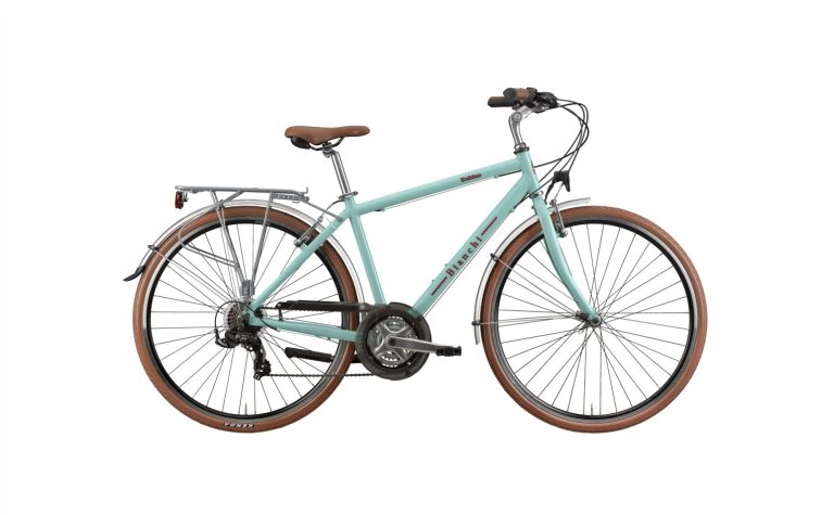 Bianchi Spillo Rubino Deluxe, vélo de ville à cadre aluminium et roues de 28 pouces, vue de profil