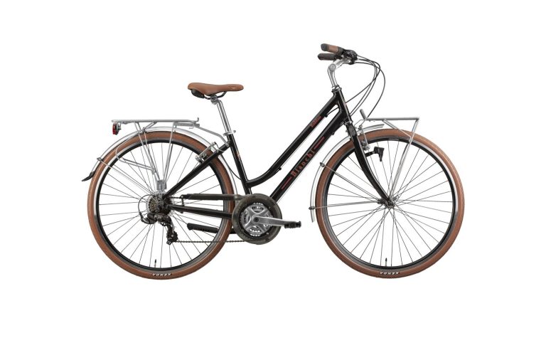 Bianchi Spillo Rubino Deluxe ST, vélo de ville aluminium à roues de 28 pouces, vue de profil