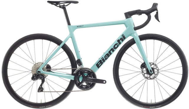 Bianchi Sprint ICR en Shimano 105 mécanique, vélo de route carbone à disques, vue de profil