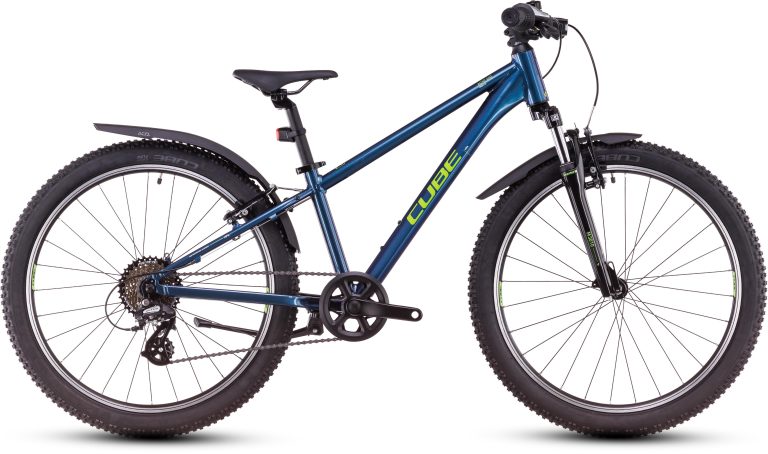 Cube Acid 240 Allroad 2025, vélo enfant 24 pouces à fourche suspendue, vue de profil