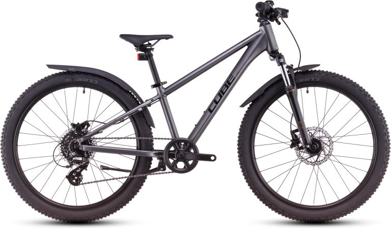 Cube Acid 240 Disc Allroad 2025, vélo enfant 24 pouces à fourche suspendue, vue de profil