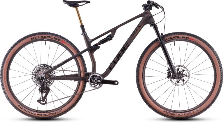 Cube AMS ZERO99 C:68X SLT 29 liquid 2025, VTT tout-suspendu carbone à fourche RockShox SID, vue de profil