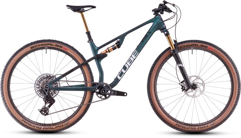 Cube AMS ZERO99 C:68X SLX 29 2025, VTT tout-suspendu carbone à transmission électronique Sram, vue de profil