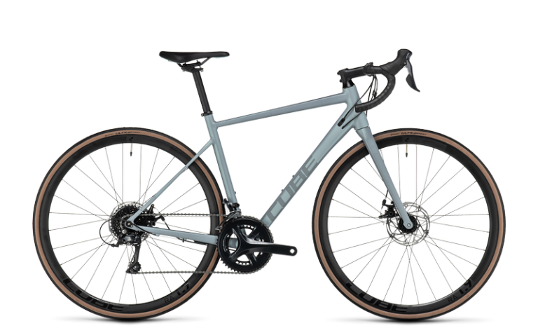 Cube Axial WS Pro 2024, vélo de route en aluminium à fourche carbone, coloris greysage´n´mint, vue de profil