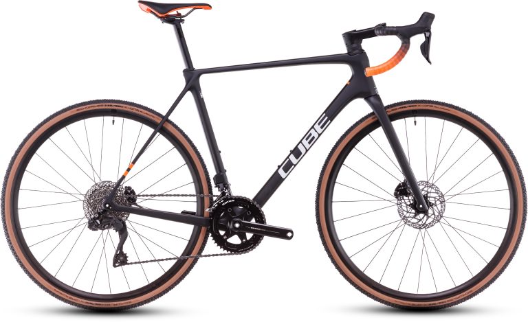 Cube Cross Race C:62 Pro 2025, vélo de cyclo-cross carbone à transmission Di2, coloris carbon´n´orange, vue de profil