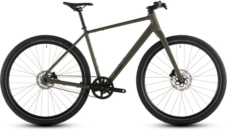 Cube Editor ONE, vélo urbain à courroie Gates et fourche carbone, vue de profil