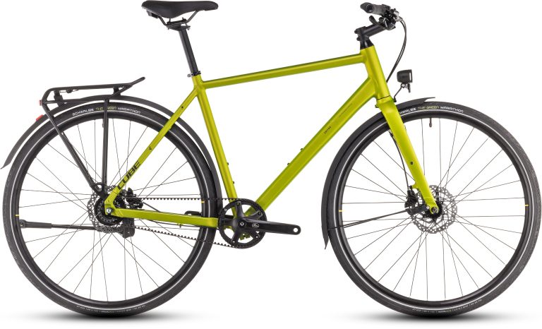 Cube Editor Race FE 2025, vélo urbain à cadre aluminium et cintre relevé, vue de profil