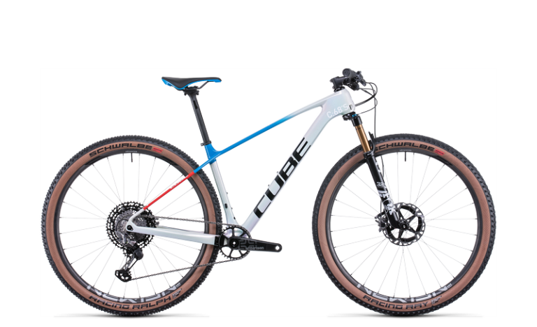 Cube Elite C:68X SL 2022 aux couleurs teamline, VTT de cross-country carbone, vue de profil